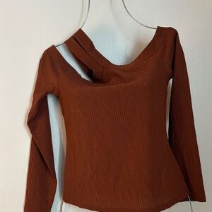 Chic Brown Long Sleeve Women's Top
